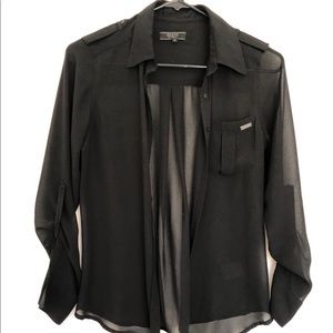 Semi transparent black blouse